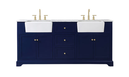 Elegant Furniture & Lighting - Franklin 72 inch double bathroom vanity in blue - VF60272DBL veiw 1