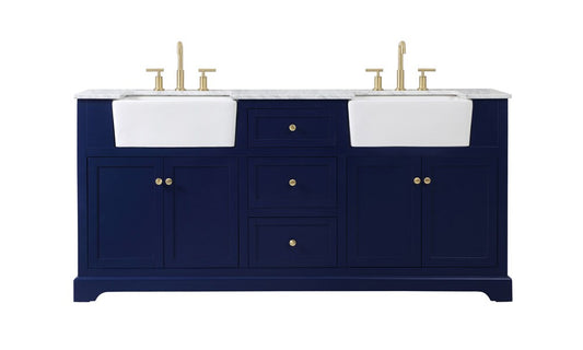 Elegant Furniture & Lighting - Franklin 72 inch double bathroom vanity in blue - VF60272DBL veiw 1