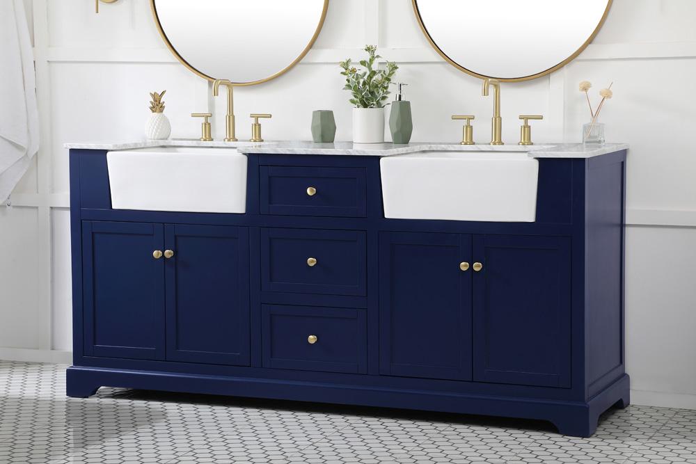 Elegant Furniture & Lighting - Franklin 72 inch double bathroom vanity in blue - VF60272DBL veiw 3