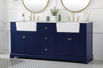 Elegant Furniture & Lighting - Franklin 72 inch double bathroom vanity in blue - VF60272DBL veiw 3