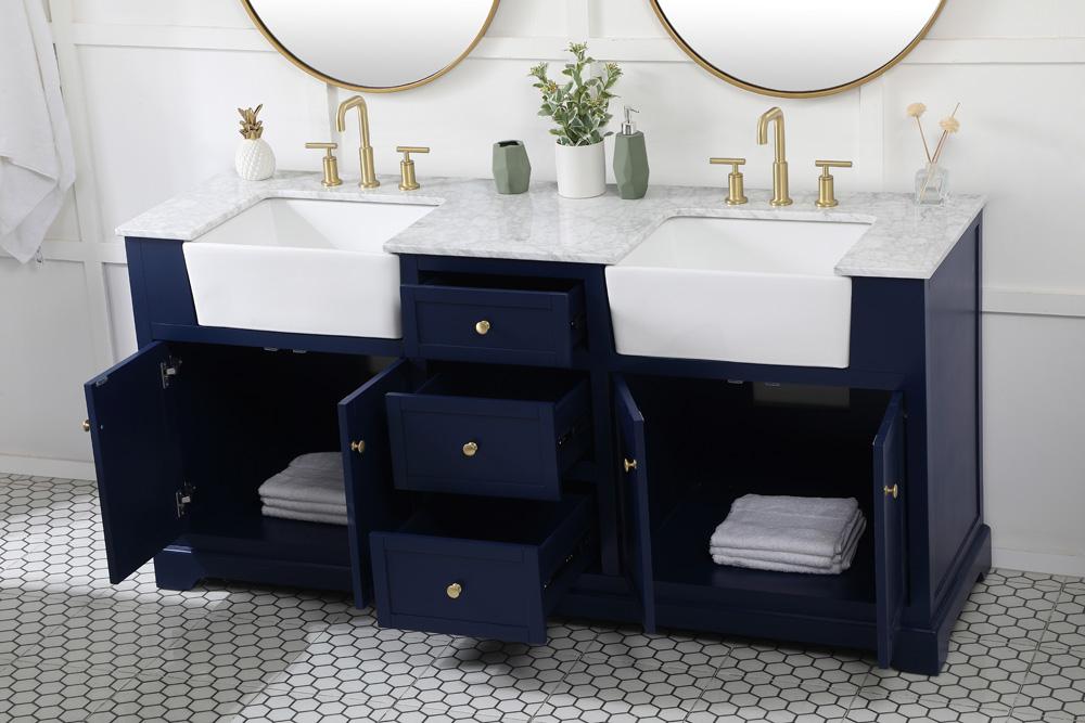 Elegant Furniture & Lighting - Franklin 72 inch double bathroom vanity in blue - VF60272DBL veiw 4