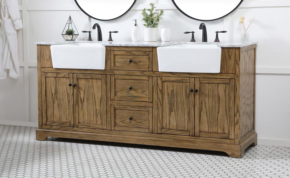 Elegant Furniture & Lighting - Franklin 72 inch double bathroom vanity in driftwood - VF60272DDW veiw 3