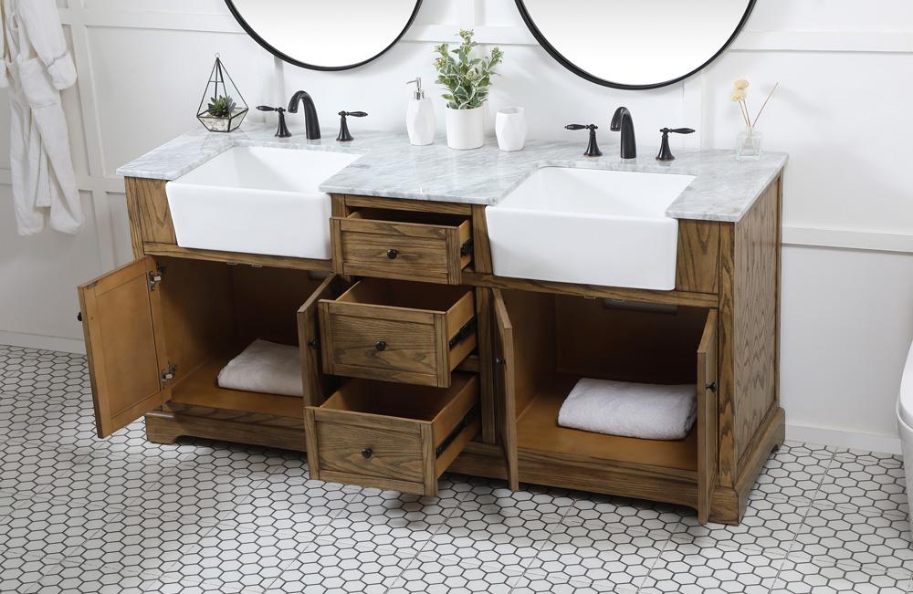 Elegant Furniture & Lighting - Franklin 72 inch double bathroom vanity in driftwood - VF60272DDW veiw 4