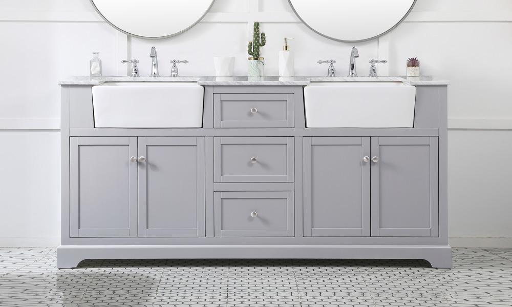 Elegant Furniture & Lighting - Franklin 72 inch double bathroom vanity in grey - VF60272DGR veiw 2