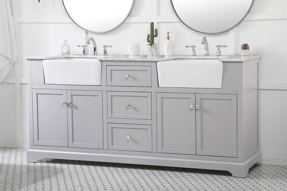 Elegant Furniture & Lighting - Franklin 72 inch double bathroom vanity in grey - VF60272DGR veiw 3