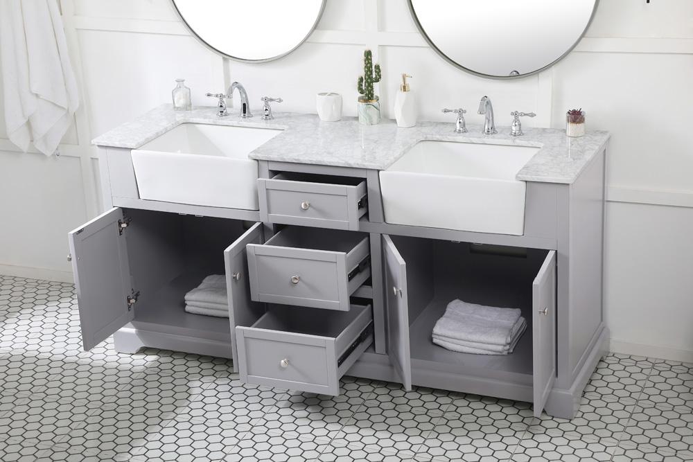 Elegant Furniture & Lighting - Franklin 72 inch double bathroom vanity in grey - VF60272DGR veiw 4