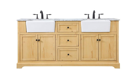 Elegant Furniture & Lighting - Franklin 72 inch double bathroom vanity in natural wood - VF60272DNW veiw 1