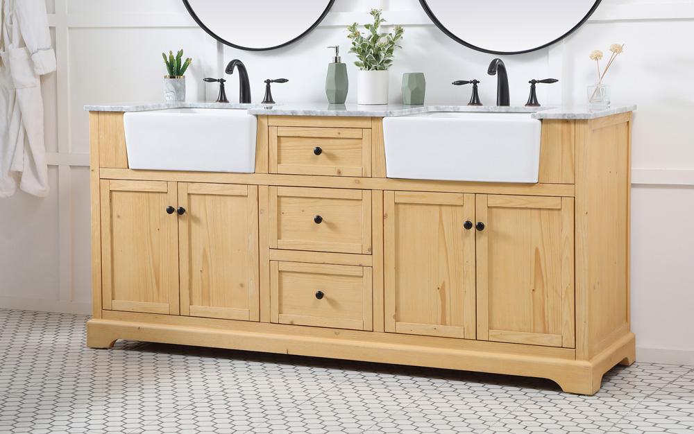 Elegant Furniture & Lighting - Franklin 72 inch double bathroom vanity in natural wood - VF60272DNW veiw 3