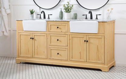 Elegant Furniture & Lighting - Franklin 72 inch double bathroom vanity in natural wood - VF60272DNW veiw 3