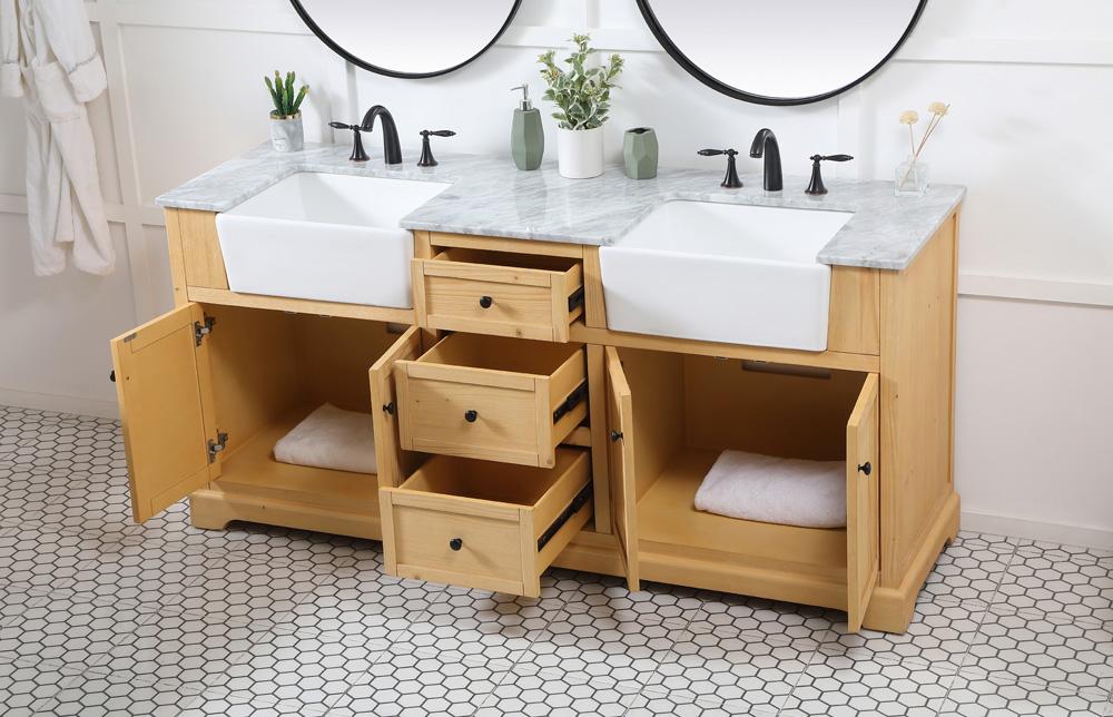Elegant Furniture & Lighting - Franklin 72 inch double bathroom vanity in natural wood - VF60272DNW veiw 4