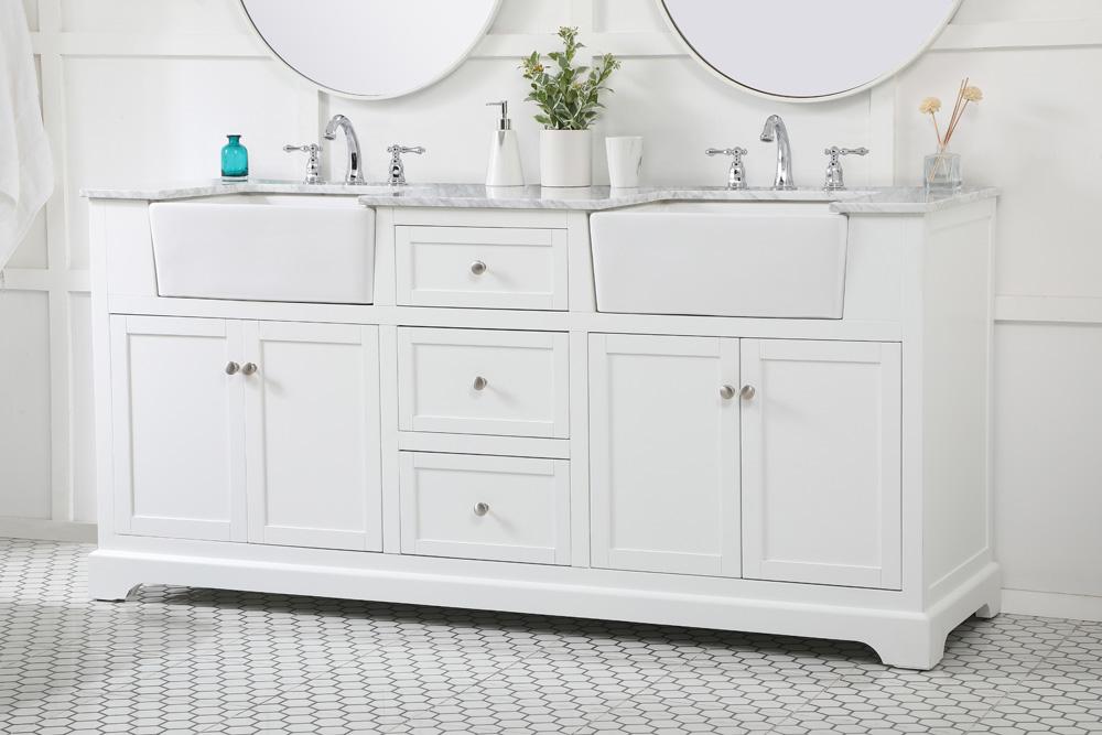 Elegant Furniture & Lighting - Franklin 72 inch double bathroom vanity in white - VF60272DWH veiw 3