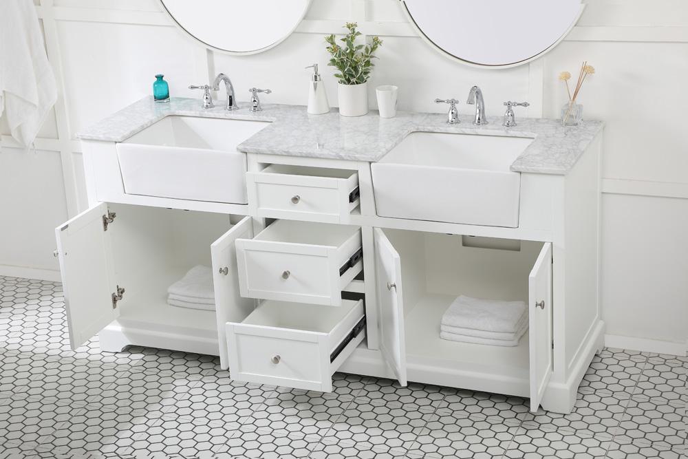 Elegant Furniture & Lighting - Franklin 72 inch double bathroom vanity in white - VF60272DWH veiw 4