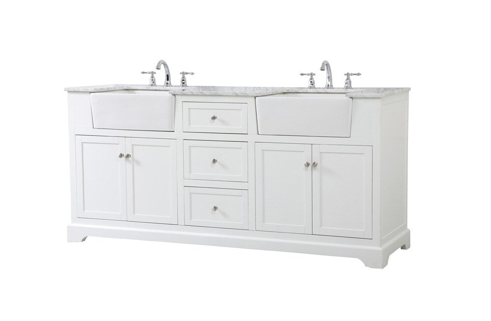 Elegant Furniture & Lighting - Franklin 72 inch double bathroom vanity in white - VF60272DWH veiw 8