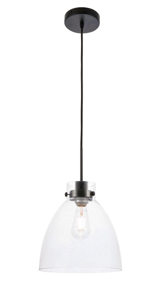Elegant Furniture & Lighting - Frey 1 light Black and Clear glass pendant - LD5029D11BK veiw 1