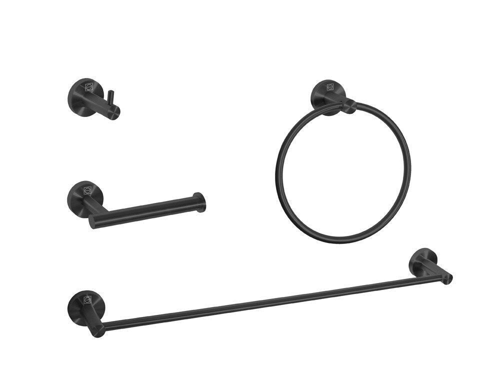 Elegant Furniture & Lighting - Freya 4-Piece Bathroom Hardware Set in Matte Black - HWB-11S4MBK veiw 1