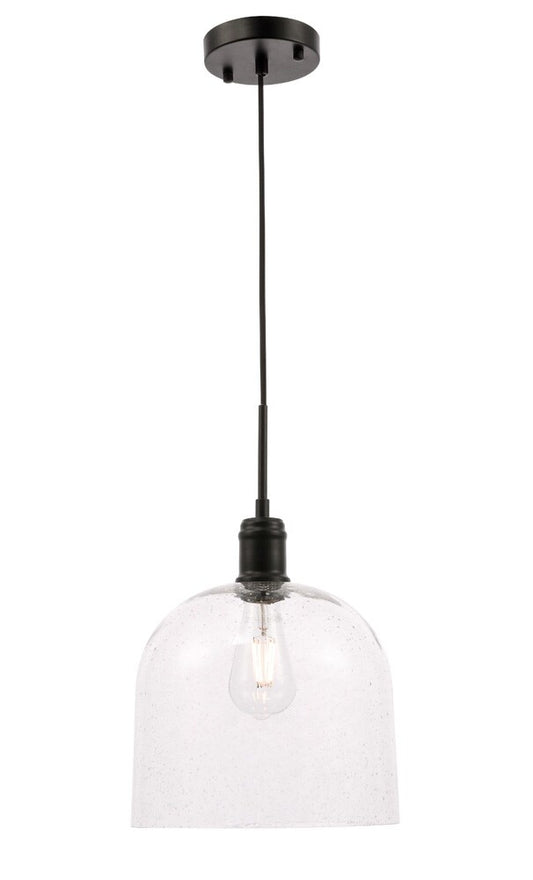 Elegant Furniture & Lighting - Gabe 1 light Black and Clear seeded glass pendant - LD6213BK veiw 1