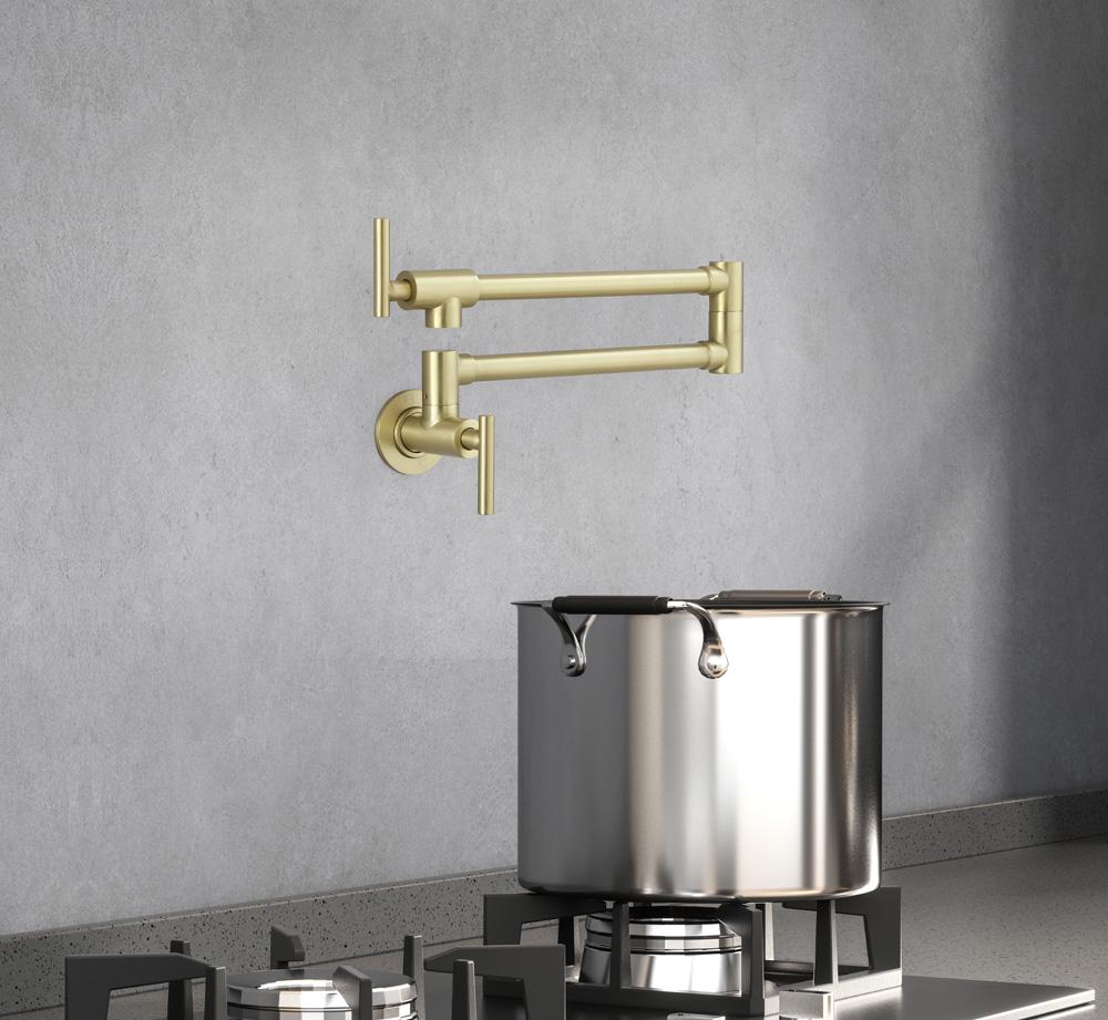 Elegant Furniture & Lighting - Gabriel Wall Mounted Pot Filler in Brushed Gold - FAK-312BGD veiw 2