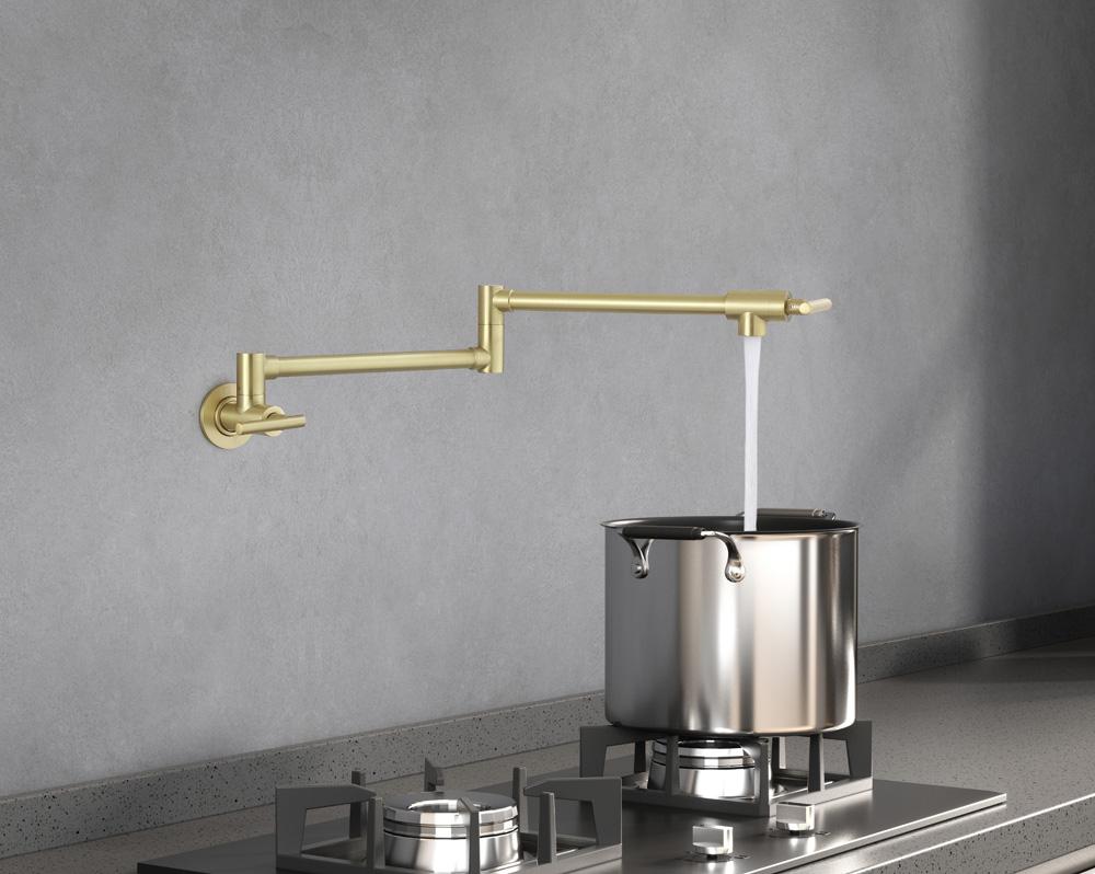 Elegant Furniture & Lighting - Gabriel Wall Mounted Pot Filler in Brushed Gold - FAK-312BGD veiw 3