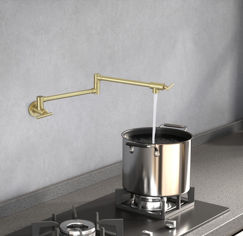 Elegant Furniture & Lighting - Gabriel Wall Mounted Pot Filler in Brushed Gold - FAK-312BGD veiw 4