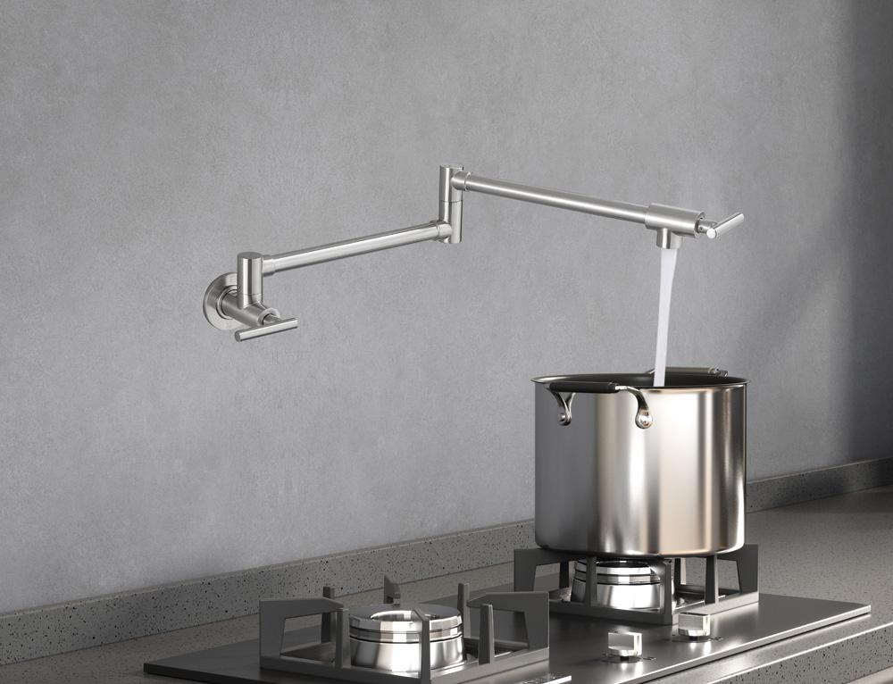 Elegant Furniture & Lighting - Gabriel Wall Mounted Pot Filler in Brushed Nickel - FAK-312BNK veiw 3