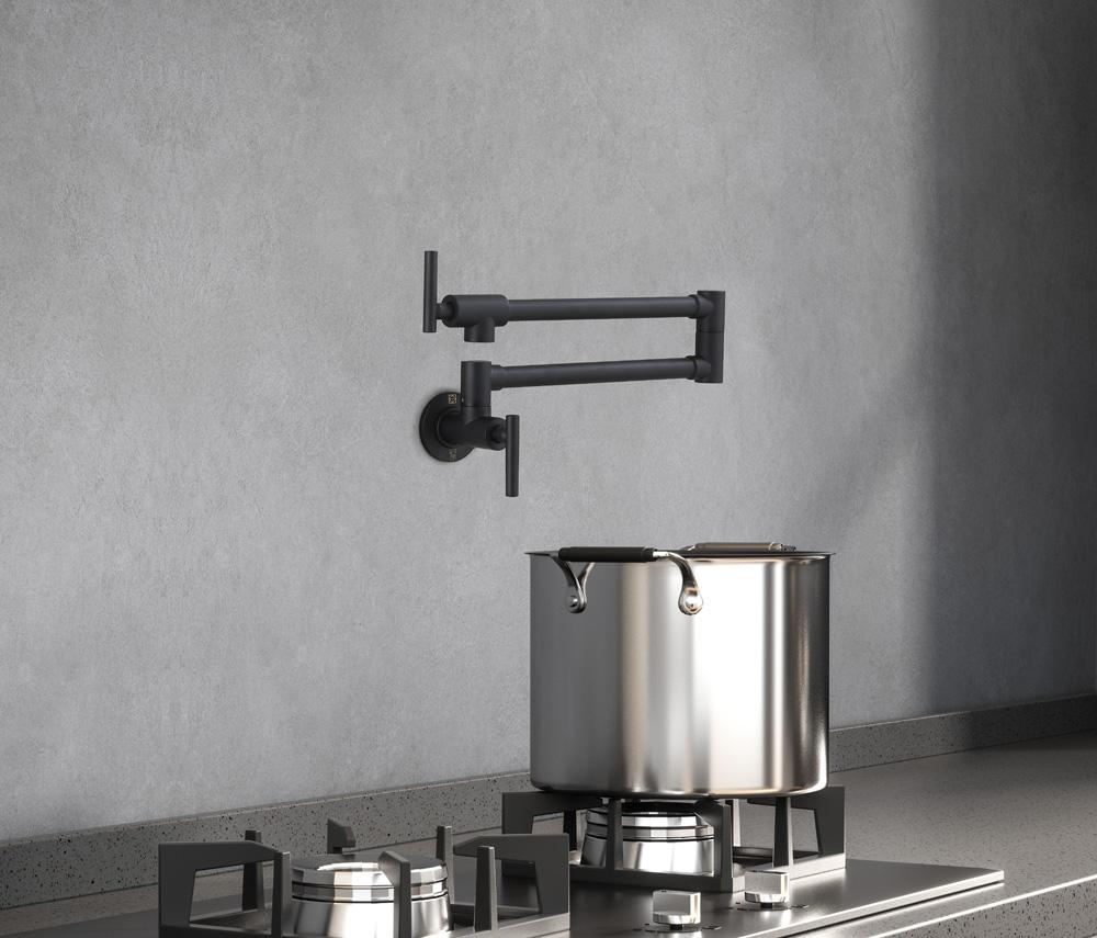 Elegant Furniture & Lighting - Gabriel Wall Mounted Pot Filler in Matte Black - FAK-312MBK veiw 2