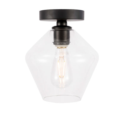 Elegant Furniture & Lighting - Gene 1 light Black and Clear glass Flush mount - LD2254BK veiw 1