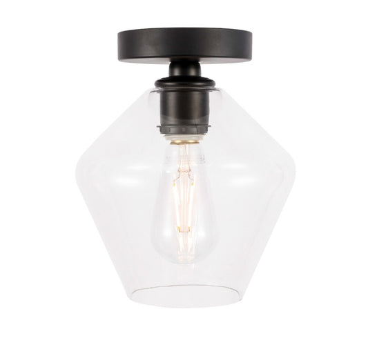 Elegant Furniture & Lighting - Gene 1 light Black and Clear glass Flush mount - LD2254BK veiw 1