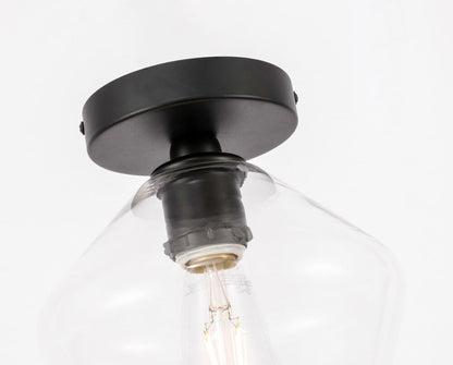 Elegant Furniture & Lighting - Gene 1 light Black and Clear glass Flush mount - LD2254BK veiw 3