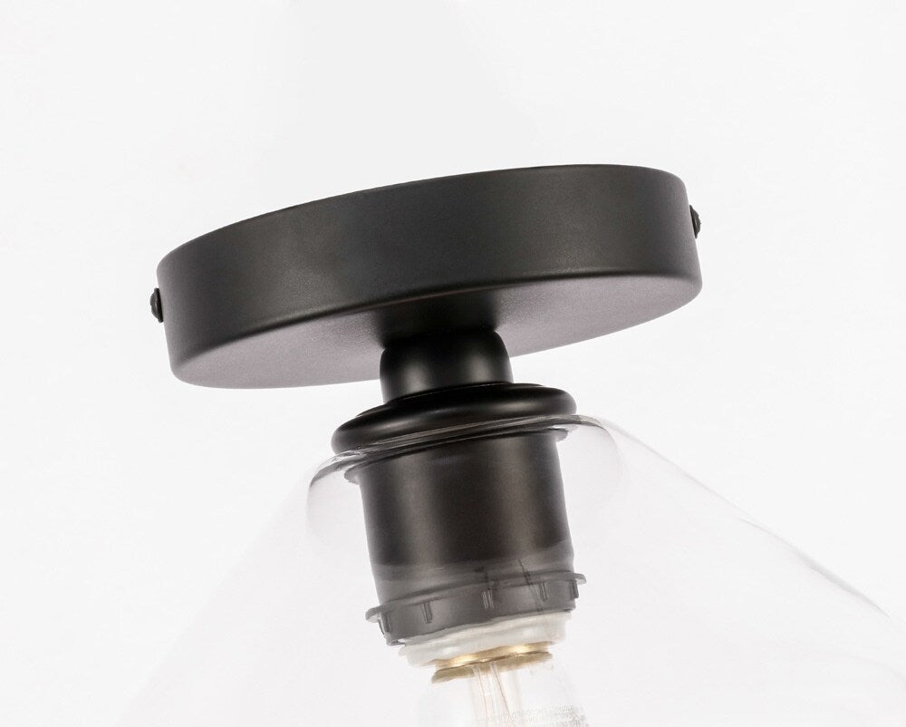 Elegant Furniture & Lighting - Gene 1 light Black and Clear glass Flush mount - LD2254BK veiw 4