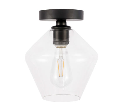 Elegant Furniture & Lighting - Gene 1 light Black and Clear glass Flush mount - LD2254BK veiw 6