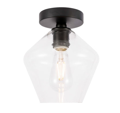 Elegant Furniture & Lighting - Gene 1 light Black and Clear glass Flush mount - LD2254BK veiw 7