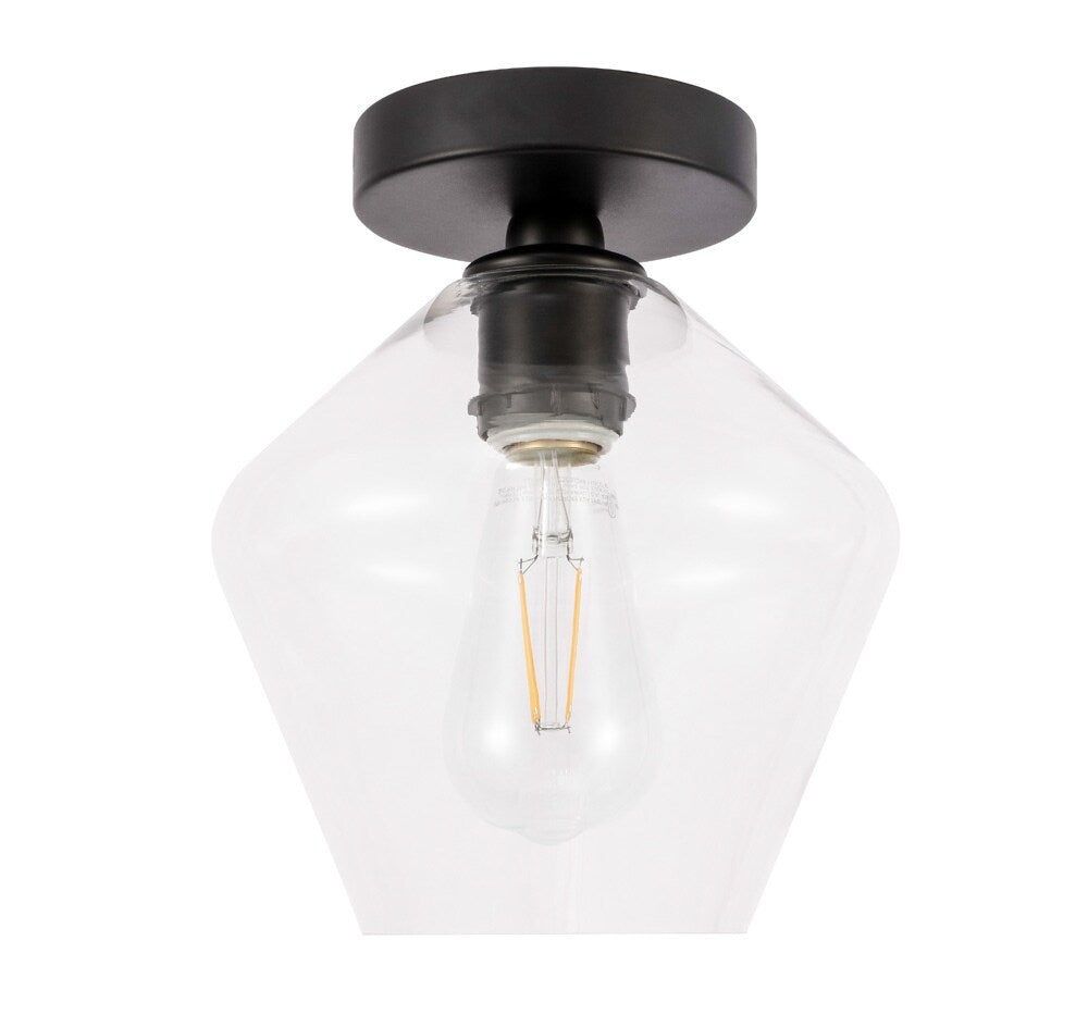Elegant Furniture & Lighting - Gene 1 light Black and Clear glass Flush mount - LD2254BK veiw 8