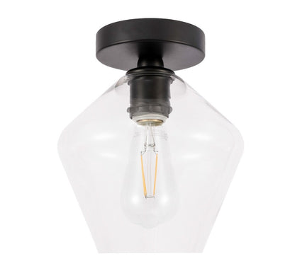 Elegant Furniture & Lighting - Gene 1 light Black and Clear glass Flush mount - LD2254BK veiw 8