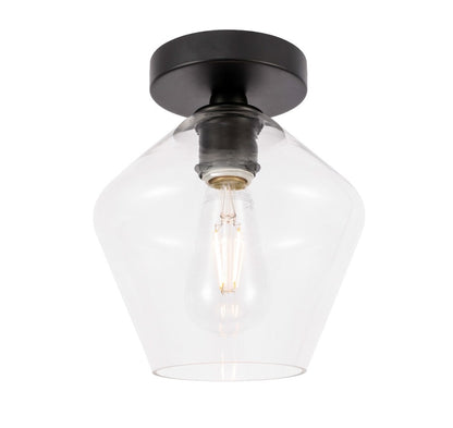 Elegant Furniture & Lighting - Gene 1 light Black and Clear glass Flush mount - LD2254BK veiw 9