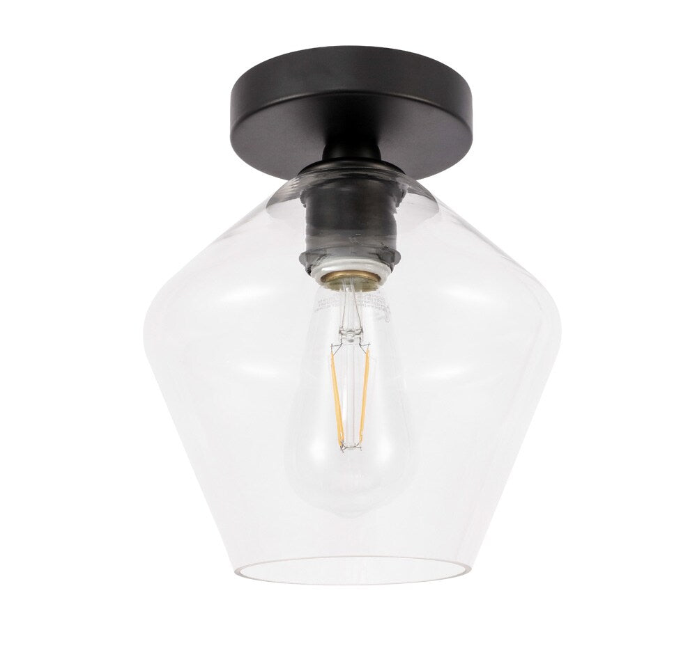 Elegant Furniture & Lighting - Gene 1 light Black and Clear glass Flush mount - LD2254BK veiw 10