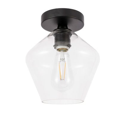 Elegant Furniture & Lighting - Gene 1 light Black and Clear glass Flush mount - LD2254BK veiw 10