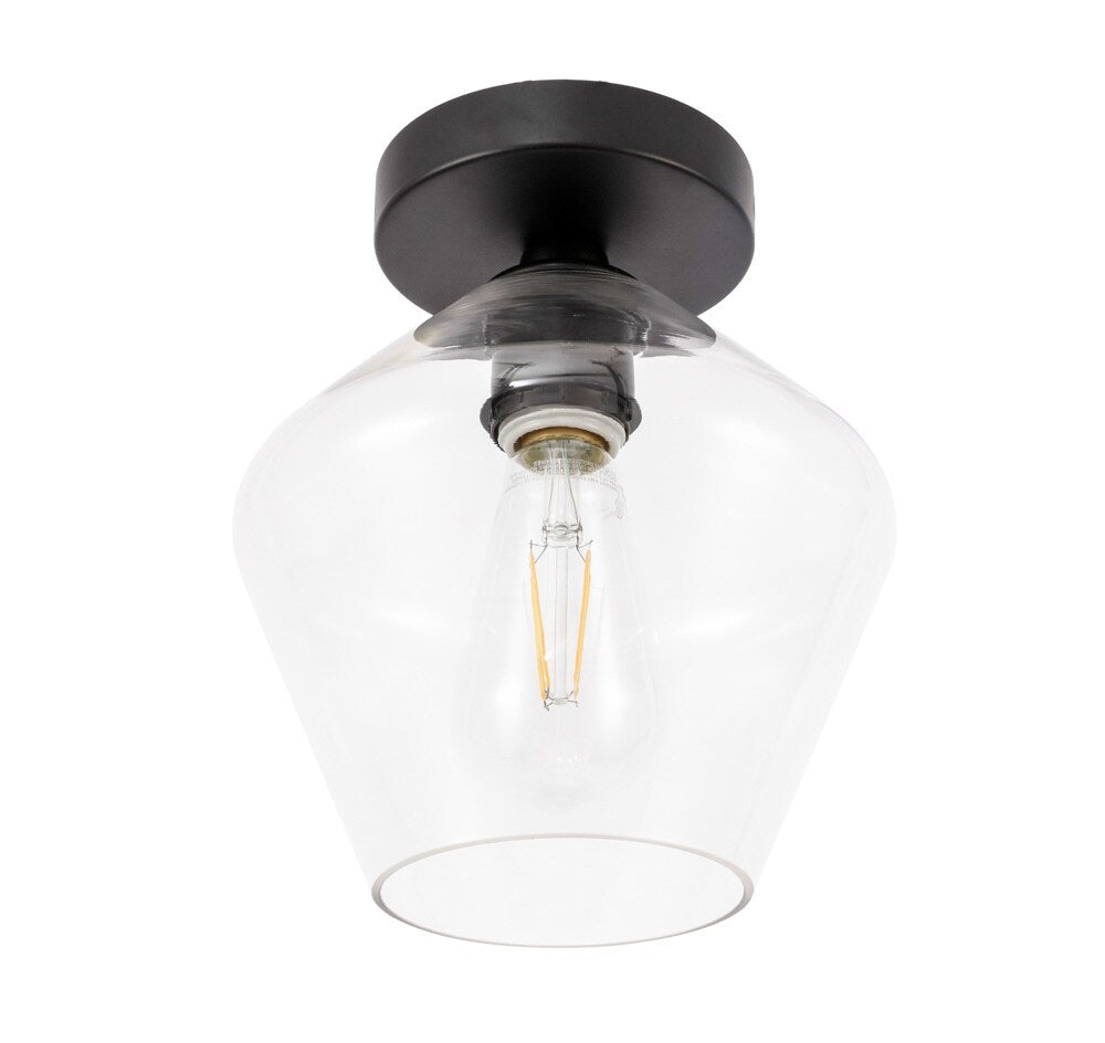 Elegant Furniture & Lighting - Gene 1 light Black and Clear glass Flush mount - LD2254BK veiw 12