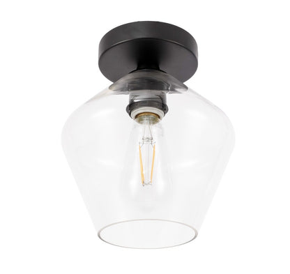 Elegant Furniture & Lighting - Gene 1 light Black and Clear glass Flush mount - LD2254BK veiw 12