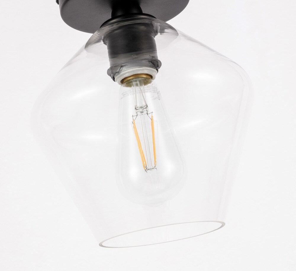 Elegant Furniture & Lighting - Gene 1 light Black and Clear glass Flush mount - LD2254BK veiw 13