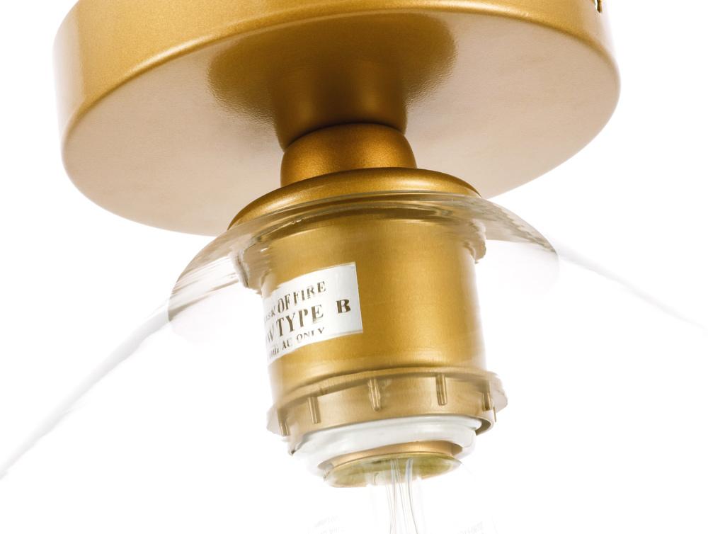 Elegant Furniture & Lighting - Gene 1 light Brass and Clear glass Flush mount - LD2254BR veiw 4