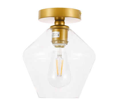 Elegant Furniture & Lighting - Gene 1 light Brass and Clear glass Flush mount - LD2254BR veiw 6