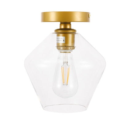 Elegant Furniture & Lighting - Gene 1 light Brass and Clear glass Flush mount - LD2254BR veiw 8