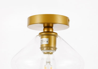 Elegant Furniture & Lighting - Gene 1 light Brass and Clear glass Flush mount - LD2254BR veiw 13