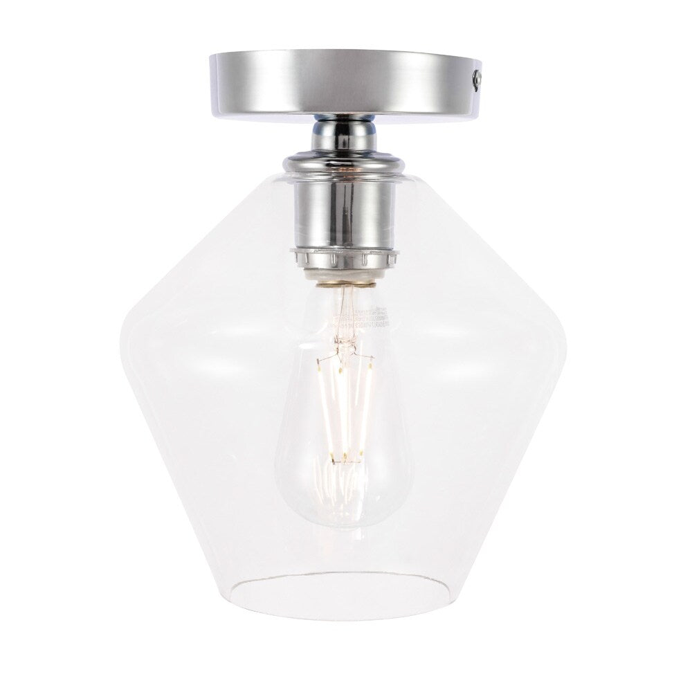 Elegant Furniture & Lighting - Gene 1 light Chrome and Clear glass Flush mount - LD2254C veiw 1