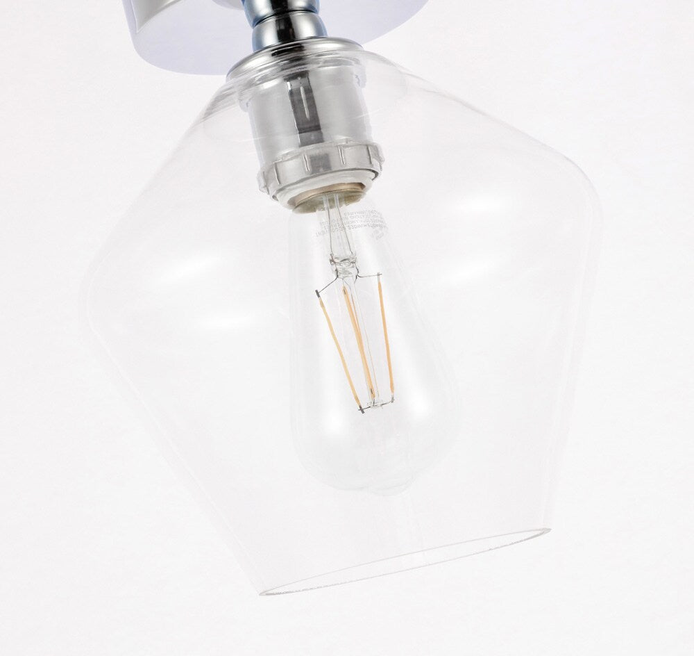 Elegant Furniture & Lighting - Gene 1 light Chrome and Clear glass Flush mount - LD2254C veiw 3
