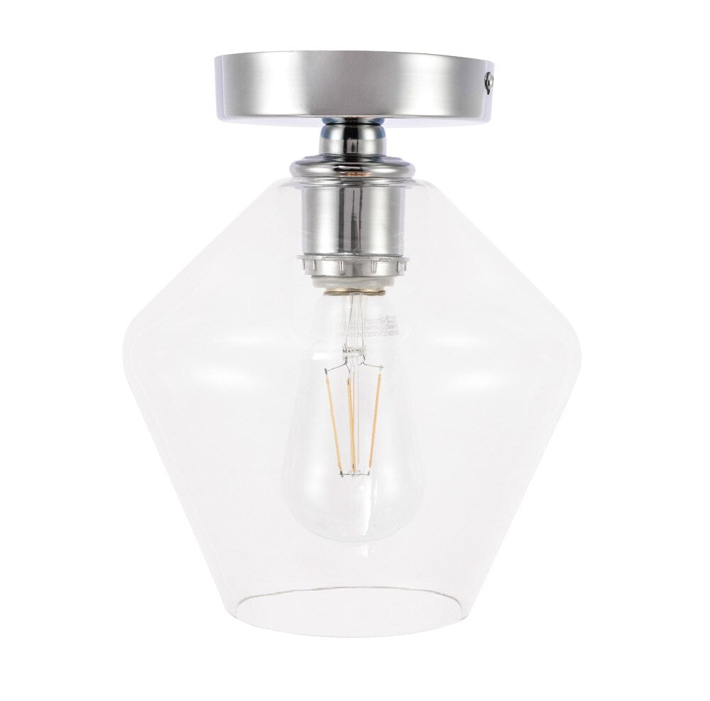 Elegant Furniture & Lighting - Gene 1 light Chrome and Clear glass Flush mount - LD2254C veiw 5