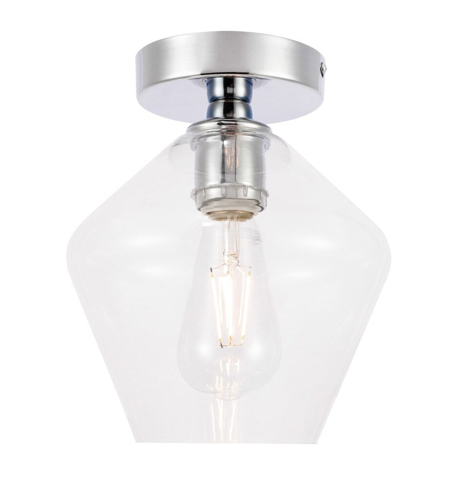 Elegant Furniture & Lighting - Gene 1 light Chrome and Clear glass Flush mount - LD2254C veiw 6