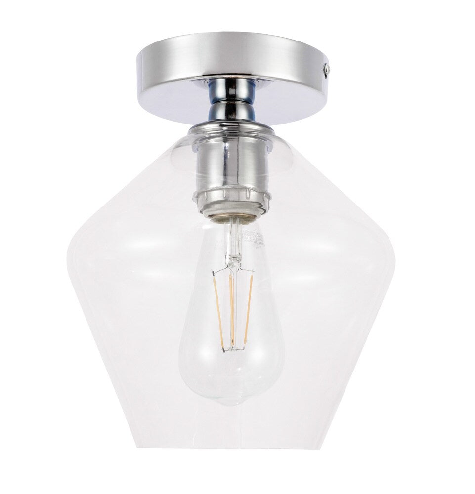 Elegant Furniture & Lighting - Gene 1 light Chrome and Clear glass Flush mount - LD2254C veiw 7