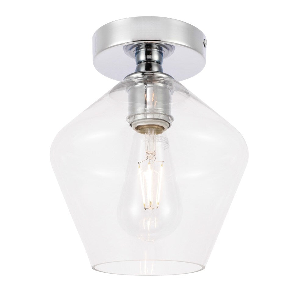 Elegant Furniture & Lighting - Gene 1 light Chrome and Clear glass Flush mount - LD2254C veiw 8