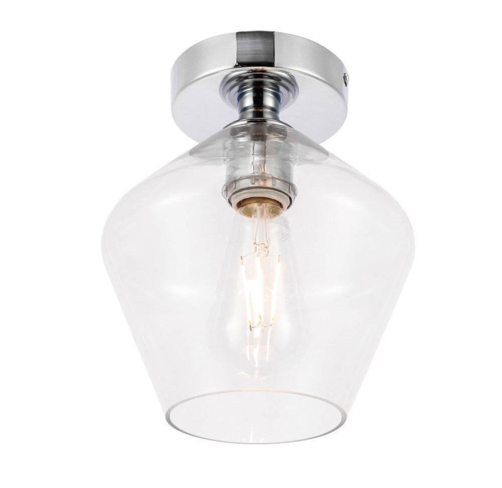 Elegant Furniture & Lighting - Gene 1 light Chrome and Clear glass Flush mount - LD2254C veiw 10